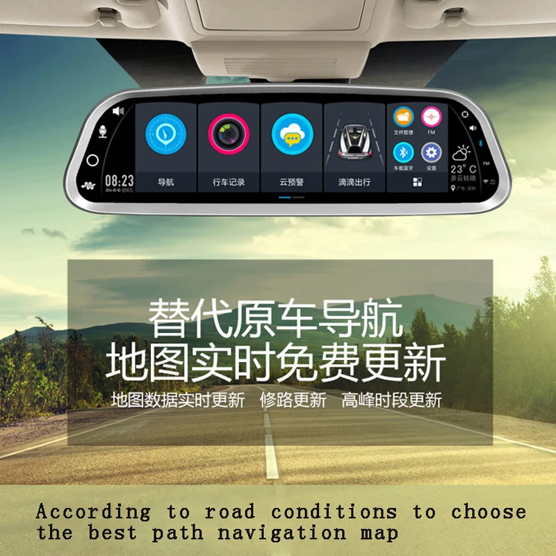 Car DVR10&quot Touch Android 5.1 Reversing Rearview mirror video wifi GPS Parking Monitor e-dog Intelligent voice Dual Lens Dash Cam |