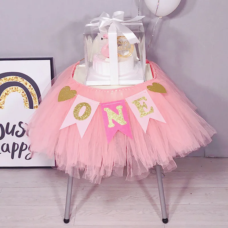 pink Kuchang 100cm DIY Customized Tulle Tutu Table Skirt Tableware Wedding Party Birthday Baby Shower Decor For Home New Year - Цвет: pink