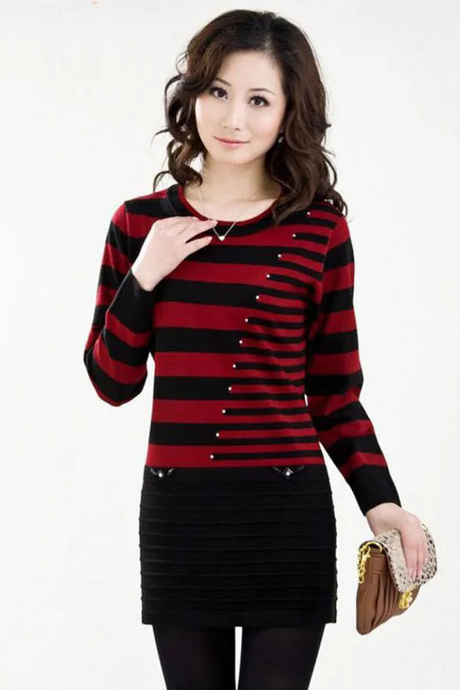 Новый весенне-осенний Модный вязаный пуловер для женщин свитер средней длины