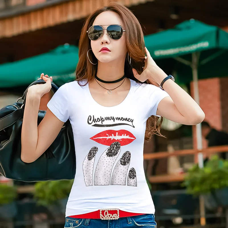 Новинка женские летние футболки в стиле High Street модные сексуальные облегающие