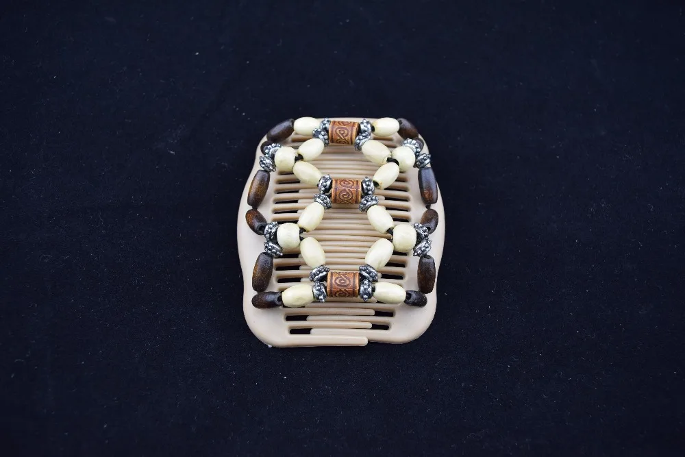 40pcs/lot vintage magic beads wood stretchy hair clip slide combs new hair accessories