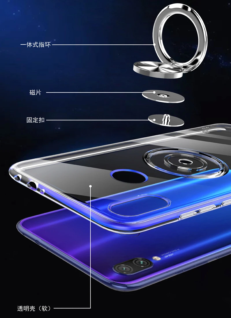 Чехол для Redmi 7, чехол для Xiaomi Redmi Note 7, чехол M1901F7C, Роскошный прозрачный силиконовый чехол для Redmi Note 7 Pro, чехол