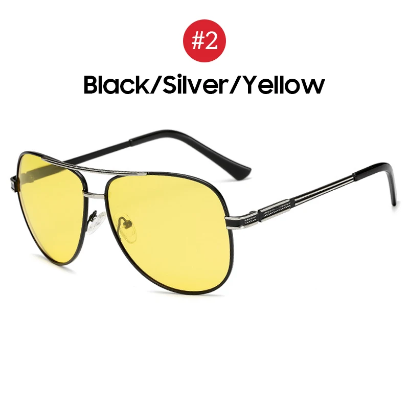 2Black Silver Yellow VIVIBEE мужские желтые линзы ночного видения Поляризованные солнцезащитные очки для вождения женские линзы Роскошные солнцезащитные очки очки - Цвет оправы: 2Black Silver Yellow
