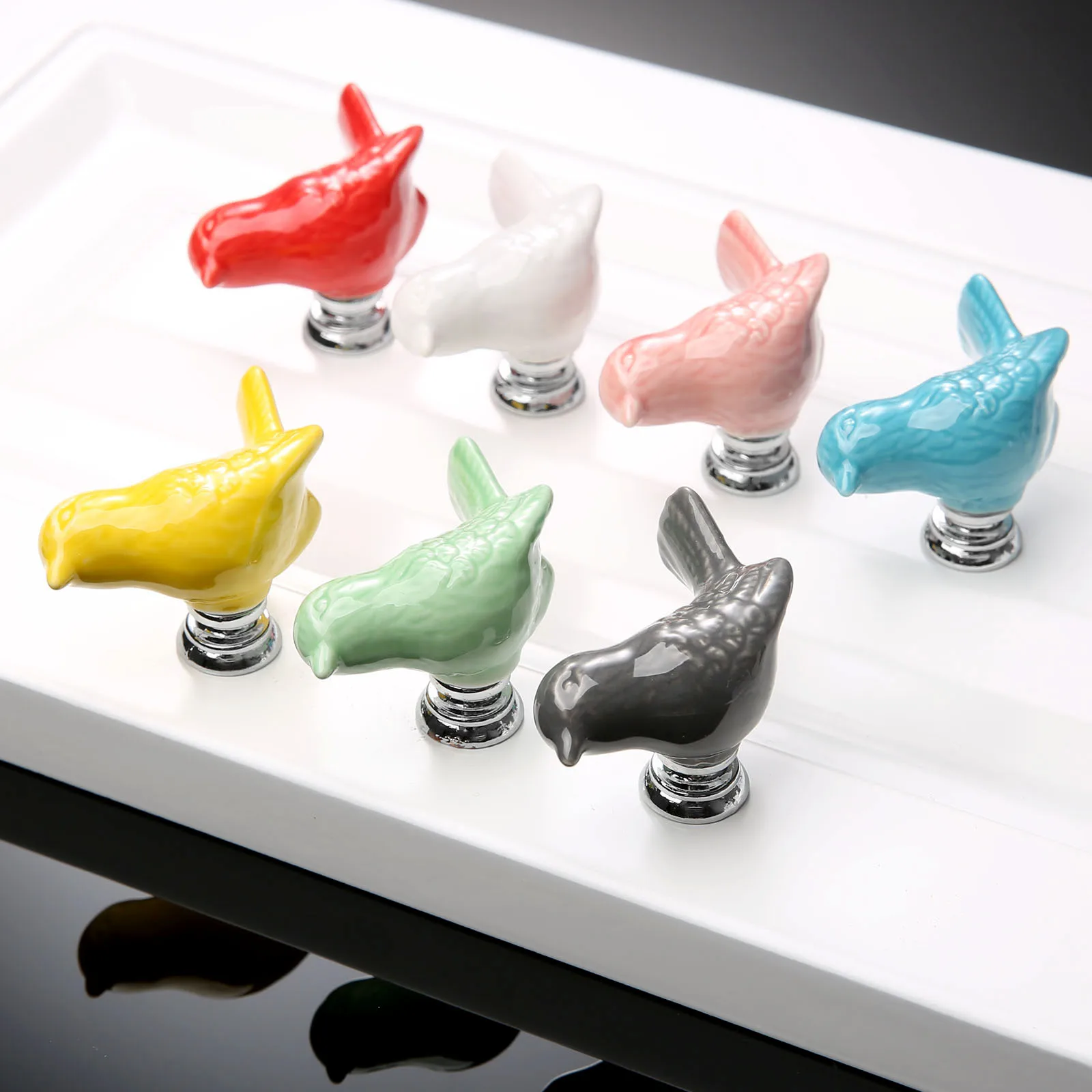 1Pc Birds Ceramic Knobs Dresser Knob Drawer Pulls Handles Colorlful Cupboard Kids Cabinet Handle Furniture Home Decor | Обустройство