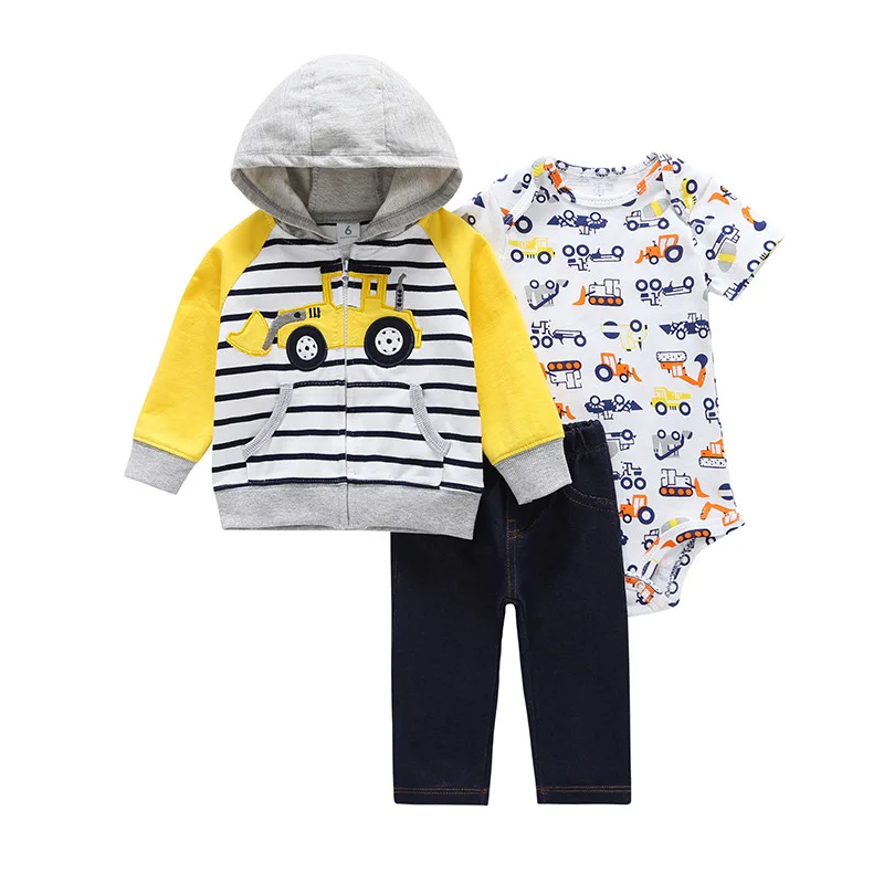 

Newborn Baby Clothing Set 2019 Autumn Winter Spring 3PCS Tops Coat Sweater+Pants+bodysuit Infant Toddler Boy girl clothes outfit