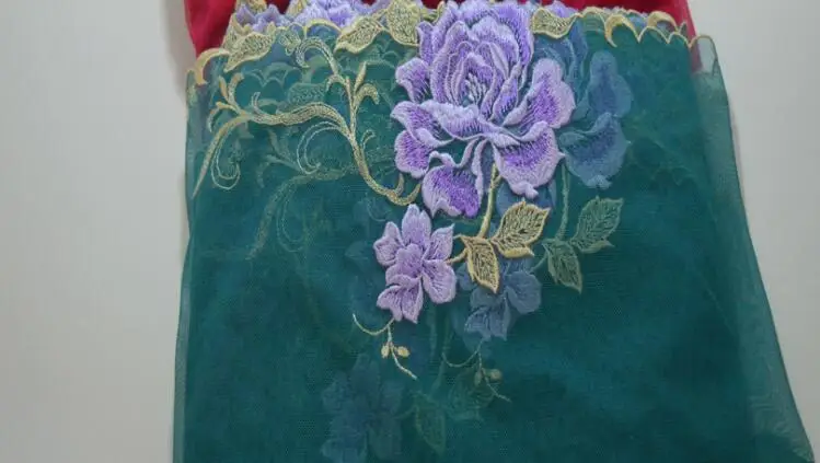 Экспорт высокое качество 2 ярда Золотой Фиолетовый Цветочный Изысканный вышитый