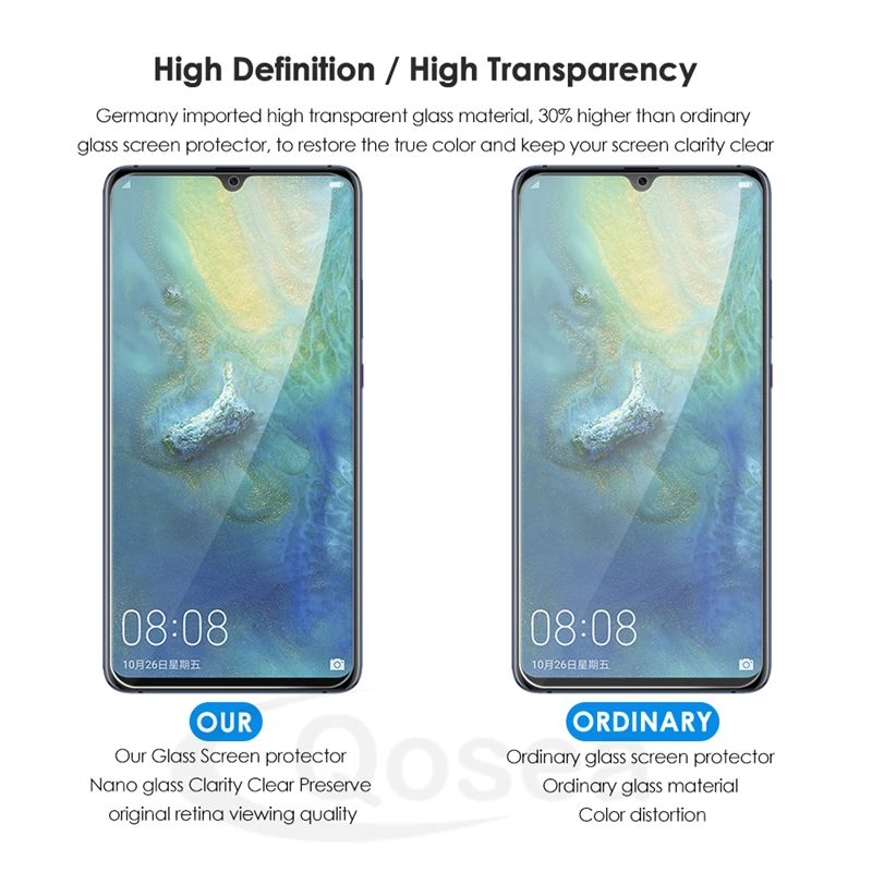 Qosea 10 шт. пленка из закаленного стекла для huawei mate 20 X защитная экрана 9H Ультра