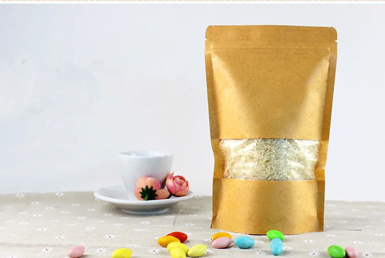 Стоячая коричневая крафт-бумага матовая оконная сумка стандарпосылка упаковка