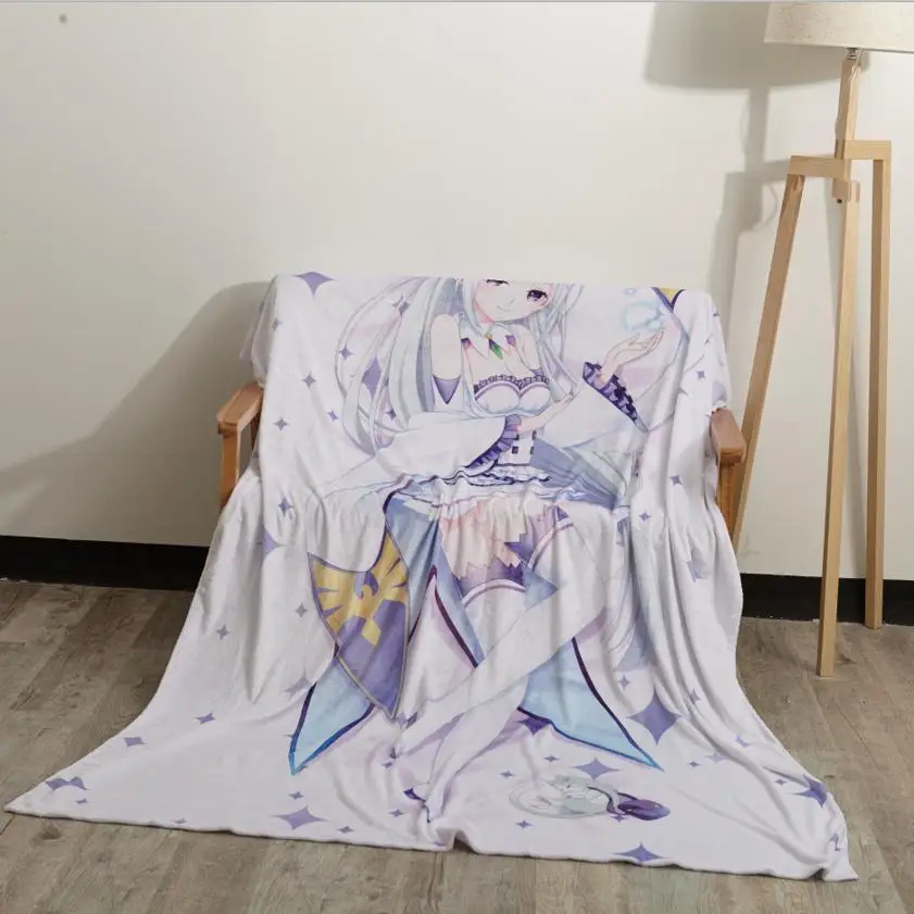 Новый аниме мультфильм Re Zero Kara Hajimeru Isekai Seikatsu Emilia теплое фланелевое одеяло s для