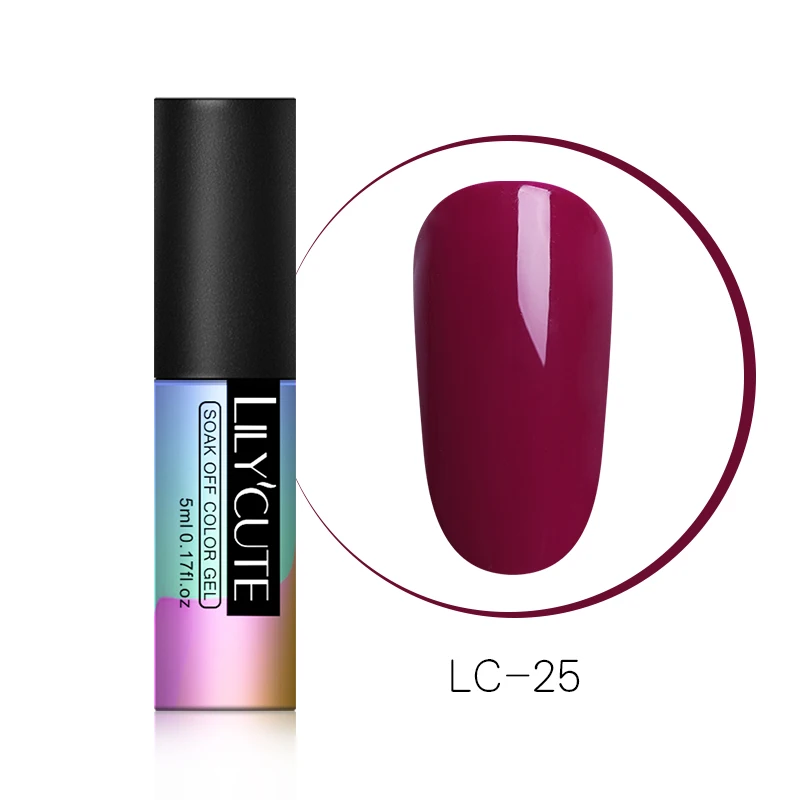 LC-25 LILYCUTE зеленый УФ-гель для ногтей Vernis полуперманентный дизайн ногтей украшение чистый Гель-лак для маникюра дизайн ногтей 5 мл - Цвет: LC-25