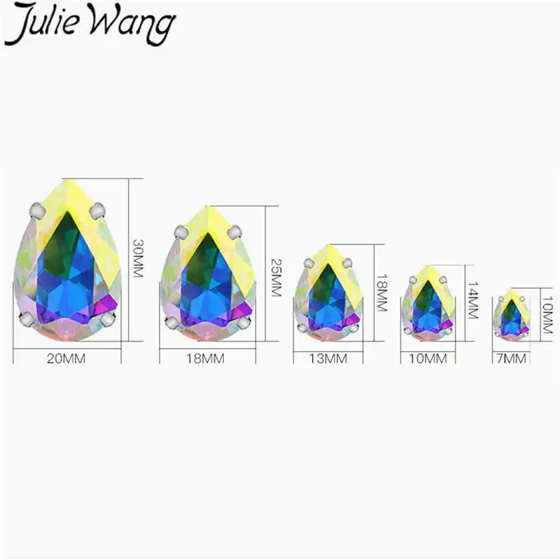 Julie Wang 50 шт. стеклянные стразы в форме капли с кабошоном кабошона кабошон кристалл