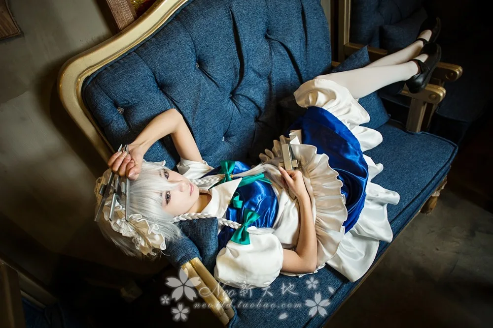 Косплей-платье сакуйи из аниме Проект TouHou Женский костюм горничной платье +
