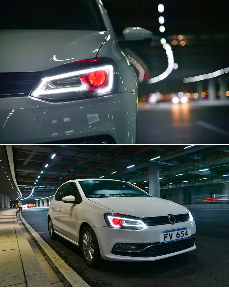 Автомобильный Стайлинг для VW POLO фары 2011- для polo фары передние Биксеноновые линзы двойной луч HID комплект