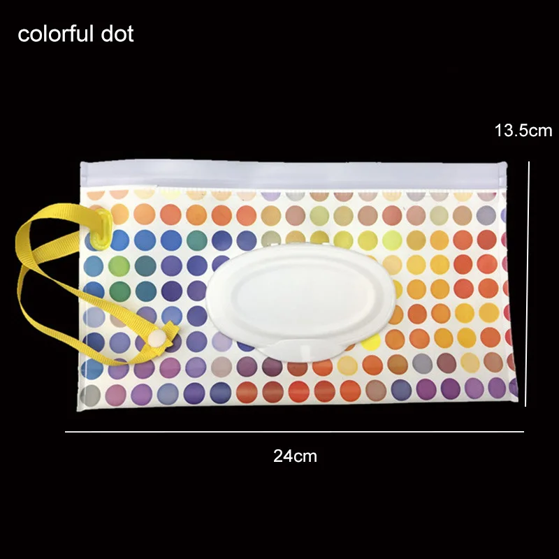 colorful dot Переносные детские влажные салфетки на застежке, контейнер для салфеток, экологически чистые, легко переносные, раскладушка, косметические чистящие салфетки, чехлы 23*13,5 см - Цвет: colorful dot