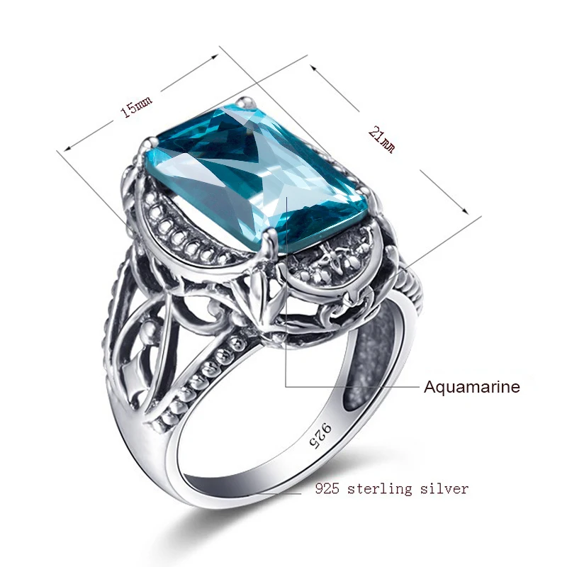 Женское Винтажное кольцо из серебра 925 пробы с аквамарином|ring for|rings for womenring ring |