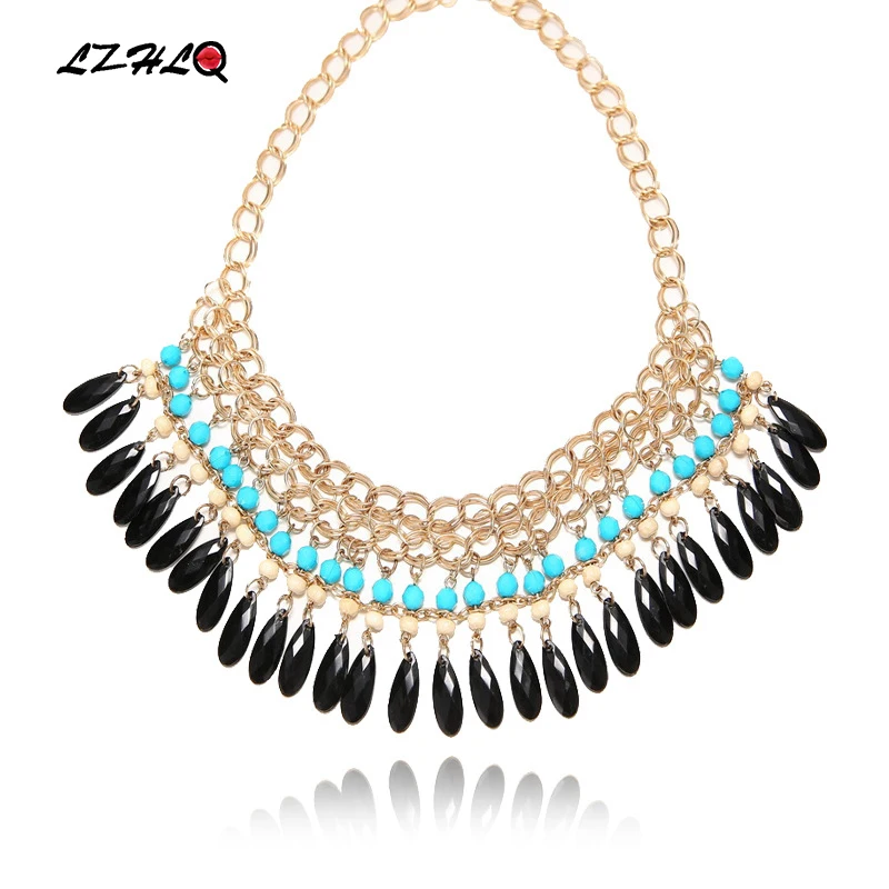 Богемное многослойное ожерелье с кисточками винтажные металлические брендовые