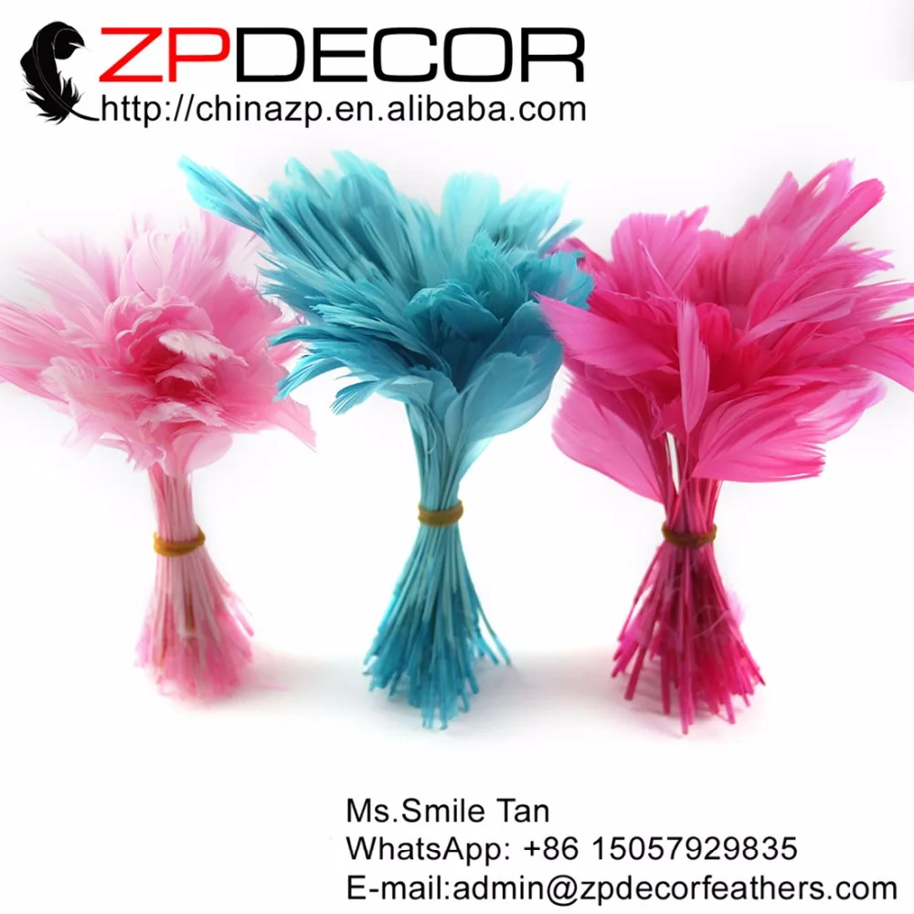 

ZPDECOR 1000pcs/lot 15-20 cm(6-8inch) Premium Mix Color Dyed Stripped Goose Feathers Plume For Carnival Featival Decoration