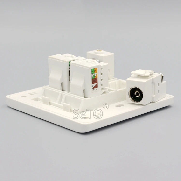 Сетевая панель SeTo RJ45 Cat6 тип 86 двойная замкнутая цепь настенная для телевизора