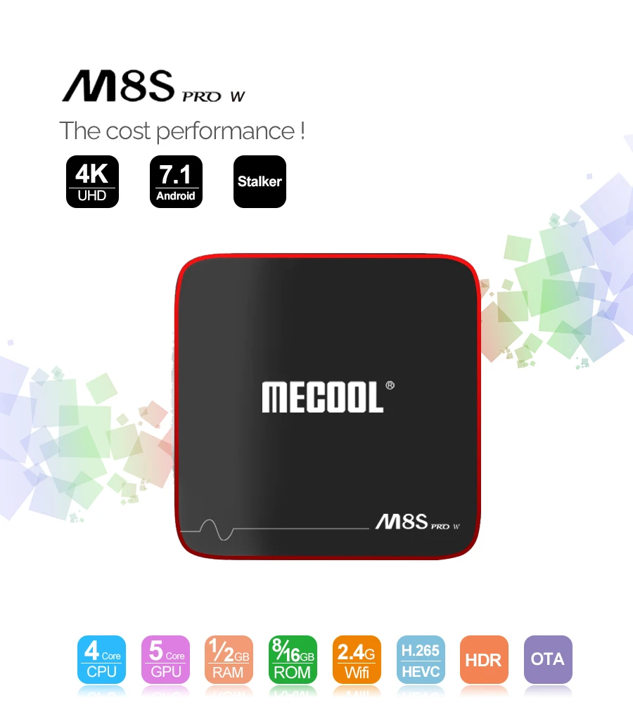 Mecool M8S PRO W Smart tv Box Android 7,1 Amlogic S905W 1 ГБ 8 ГБ 2 Гб 16 Гб медиаплеер Поддержка IP tv Box 2,4G WiFi PK x96 mini
