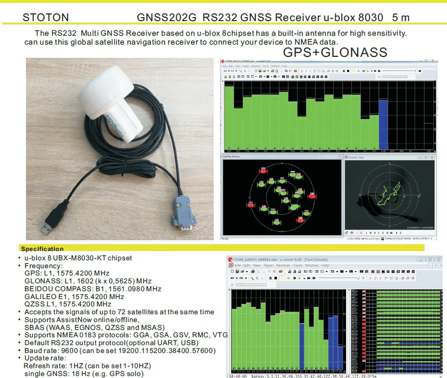 12 V rs232 DB9 RS-232 gps ГЛОНАСС приемник Антенна 4800 скорость передачи данных, поддержка 1-10 Гц Gnss модуль на микросхеме, дизайн, NMEA0183