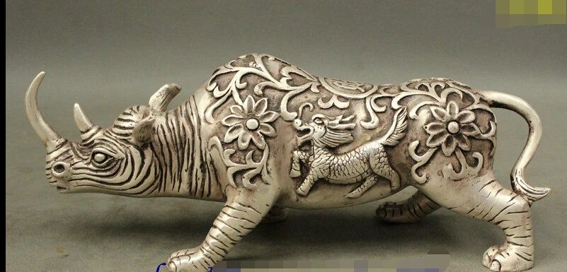 10 &quotКитайская фэншуй Серебряная резная фигурка с драконом цилинь свирепость