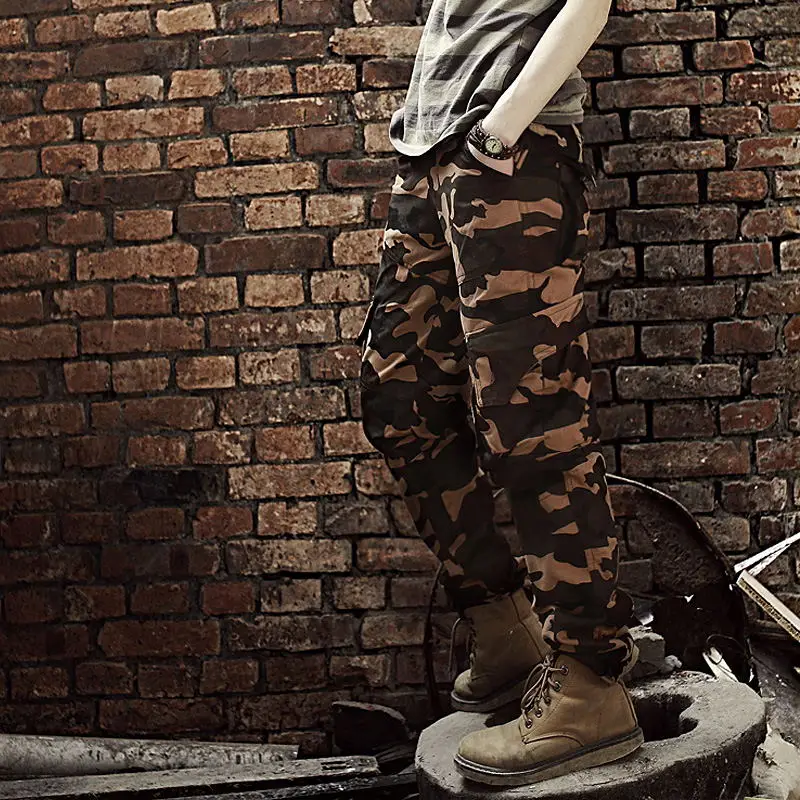 Брюки карго мужские свободного покроя повседневные штаны много карманов длинная