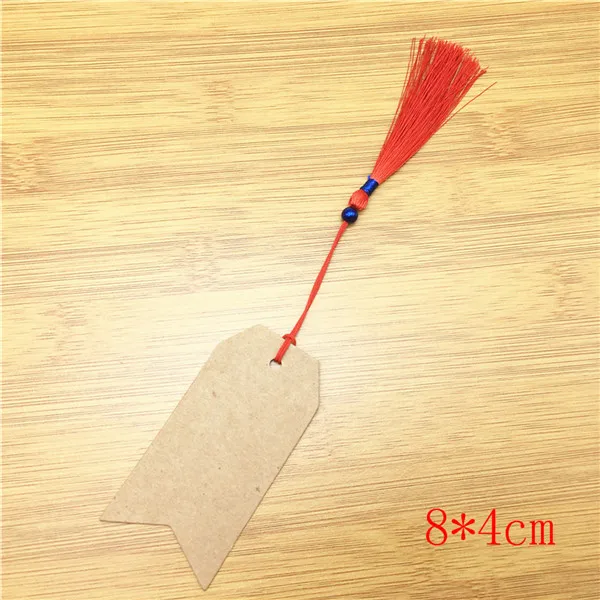8x4cm brown 12 шт крафт-бирка с классическими красными кисточками мульти-стиль пустой коричневый Картон Подарочная бирка GarPrice карта - Цвет: 8x4cm brown