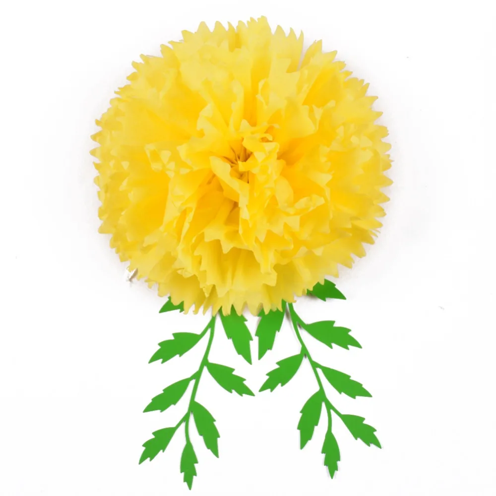 Календулы висит бумага Цветы Листья желтый оранжевый помпоны DIY ремесла Halloween