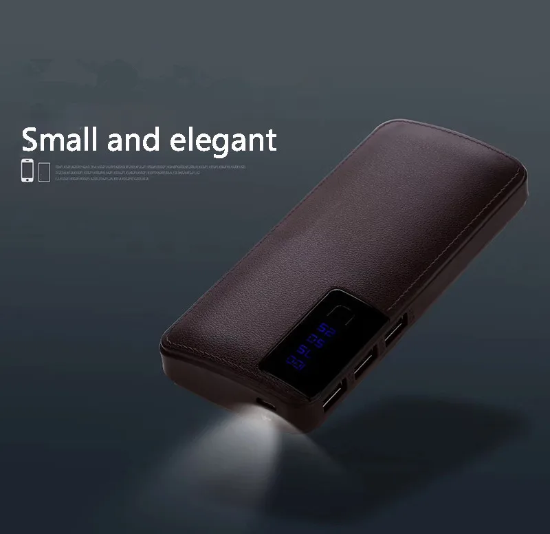 10000 mAh 18650 power Bank кожаная Зарядка сокровище Портативный Мобильный Внешний