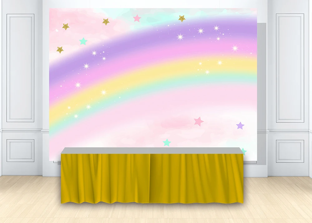 

HUAYI dreamy sky Glitter bokeh stars unicorn backdrop rainbow photocall background for newborn baby portrait banner W-1823