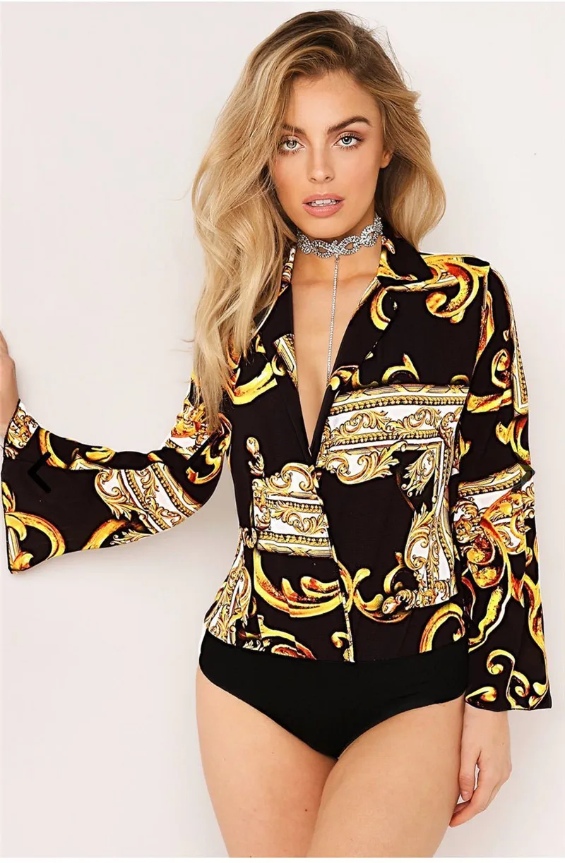 2020 Autumn Floral Print Bodysuit Women's Rompers Overalls for Elegant Short Imitation Silk Jumpsuit Black Long Sleeve Coveralls | Женская