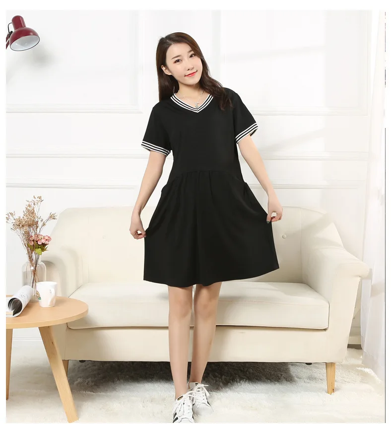 Платье для беременных с V-образным вырезом и коротким рукавом | Мать ребенок