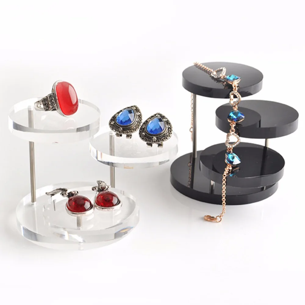 Новый органайзер для ювелирных изделий прозрачная подставка дисплея 3 лотка