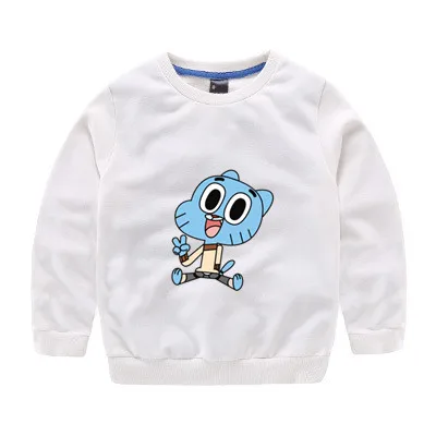 От 2 до 12 лет удивительный мир Gumball Детская Толстовка Детская осенняя Милая одежда топы для мальчиков и девочек 013