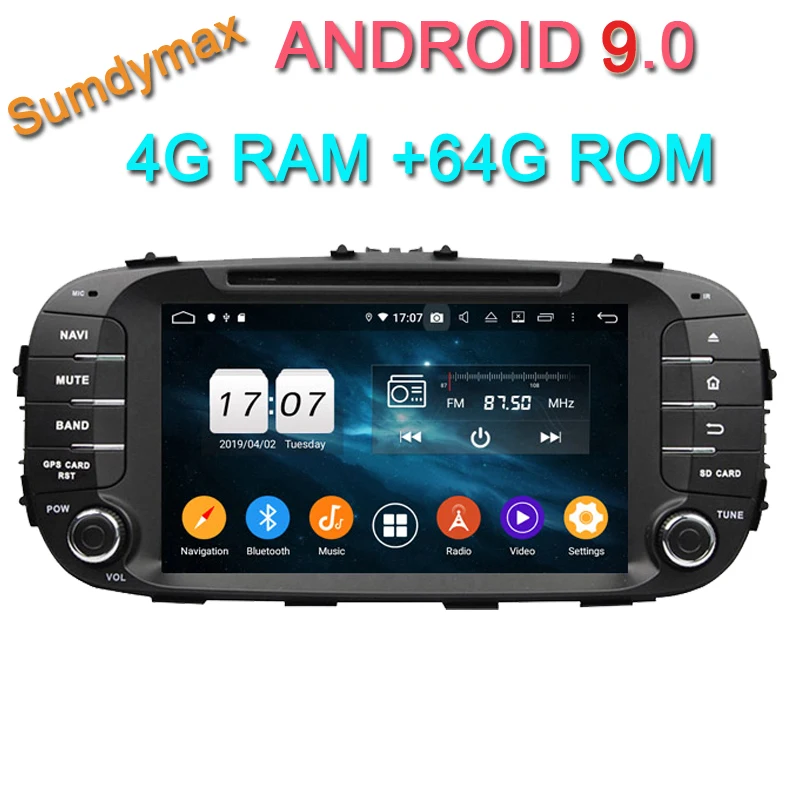 Android 9,0 Восьмиядерный 4 Гб ОЗУ 64 Гб ПЗУ автомобильный dvd-плеер gps ГЛОНАСС navigaiton для KIA soul