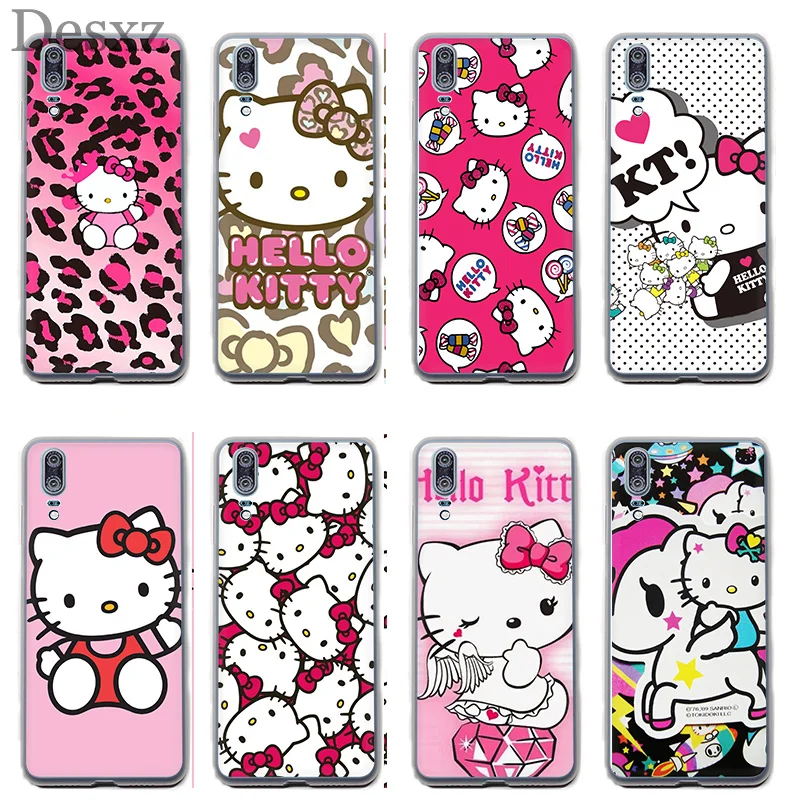 Модный чехол для телефона hello kitty для huawei P30 P8 P9 P10 P20 Pro P Smart Lite Mini Plus