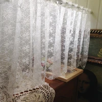 free shipping lace pastoral clover mesh gauzes transparent hazy coffee curtain embroidery lace kitchen curtains 130456090cm