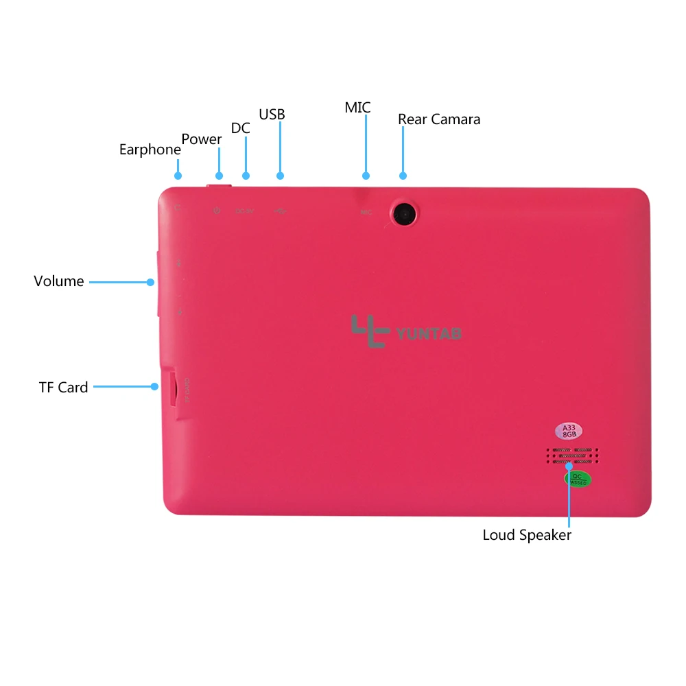 7 дюймов планшетный ПК Yuntab Q88 Android для паншета аllwinner A33 Quad core 512 М Оперативная память