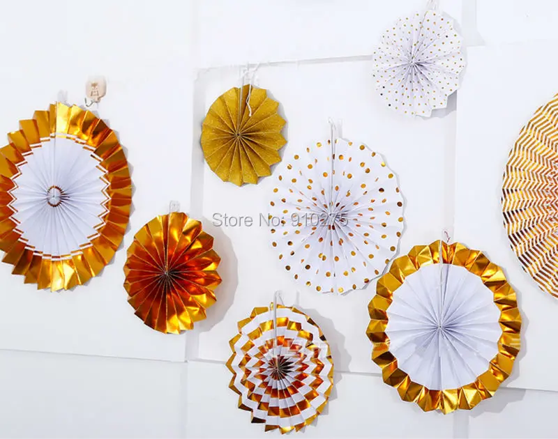 8 упаковок смешанные блестящие бумажные вертушки на палочках с золотым узором в