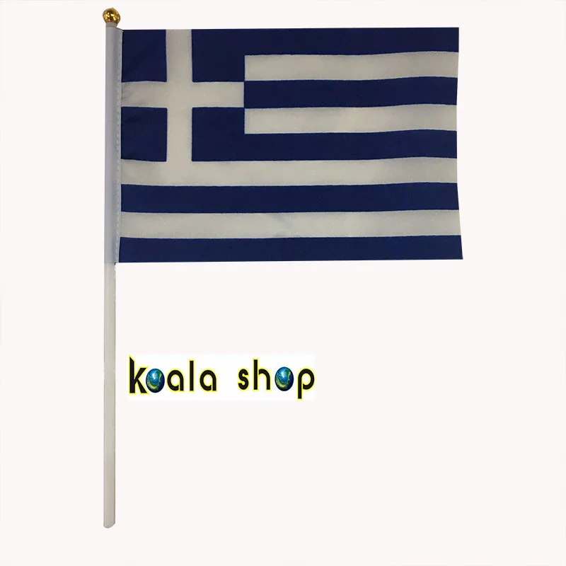 

world flags 14 * 21cm hand wave flags Greece 100pcs / bag with plastic rod banner banners