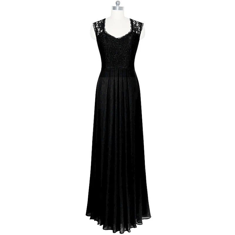 

DUOUPA Black Lace Summer Dress Women New Elegant Hollow Out Retro Long Dress Vintage V-neck Club Beach Party Dresses Robe Pull