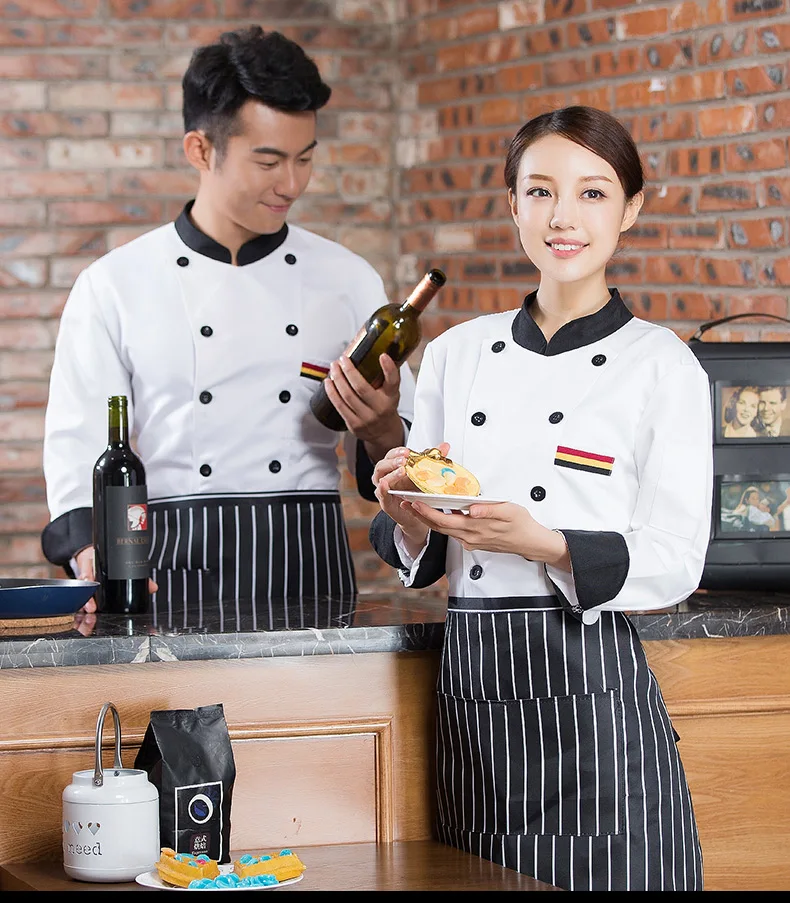 Осенне-зимняя одежда с длинными рукавами для шеф-повара Houchu hotel's restaurant cafeteria chef uniforms для мужчин и женщин