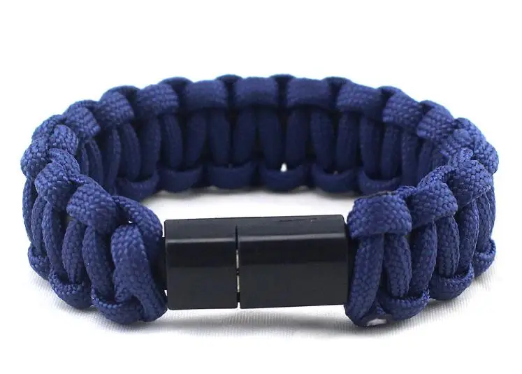 Dark blue Уличный спасательный Паракорд нейлоновый браслет стиль iPhone usb зарядный кабель для Apple Phone iPhone зарядка - Цвет: Dark blue