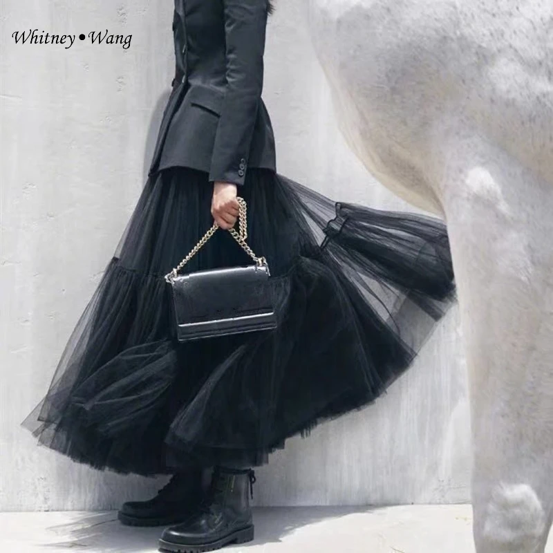 Женская плиссированная сетчатая юбка WHITNEY WANG весна 2019|Женские юбки| |