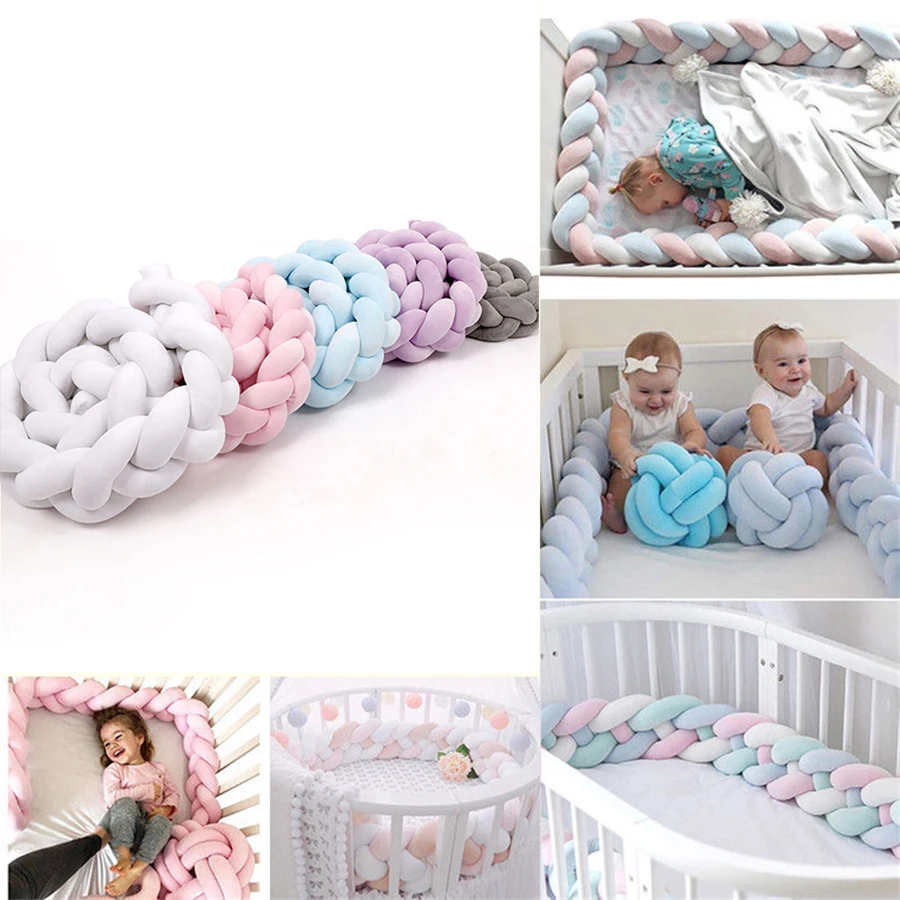 

1M/2M/3M Handmade Braid Weaving Nodic Knot Newborn Bed Bumper Long Knotted Braid Ledikant Bumper Baby Crib Bumper Room Decor New