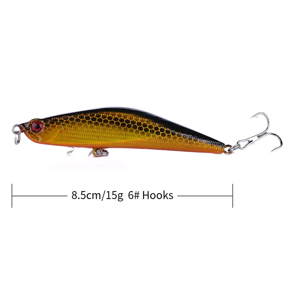 5PCS 85mm 15g Spring Sea Hard Fishing Lure VIB Bait Pencil Sinking 3D Eyes Dropship | Спорт и развлечения