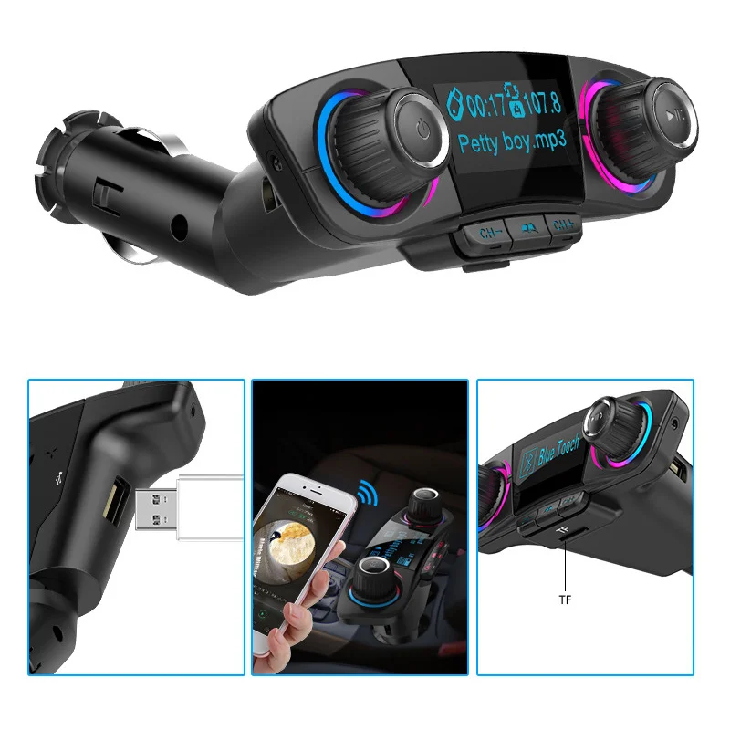 TOSPRA FM передатчик Aux Bluetooth Handsfree автомобильный комплект аудио mp3 плеер с умным