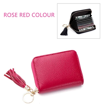 new rose red Западный благоприятный Бизнес держателя карты Для женщин кожа карты бумажник черный/красный/синий/кофе/розовый/фиолетовый ID/держатель кредитной карты бумажник - Цвет: new rose red
