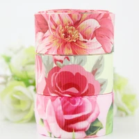 15 yards 22mm pink flowers patterned printed ribbon grosgrain 78 wedding decoration fabric diy handmade ribbon