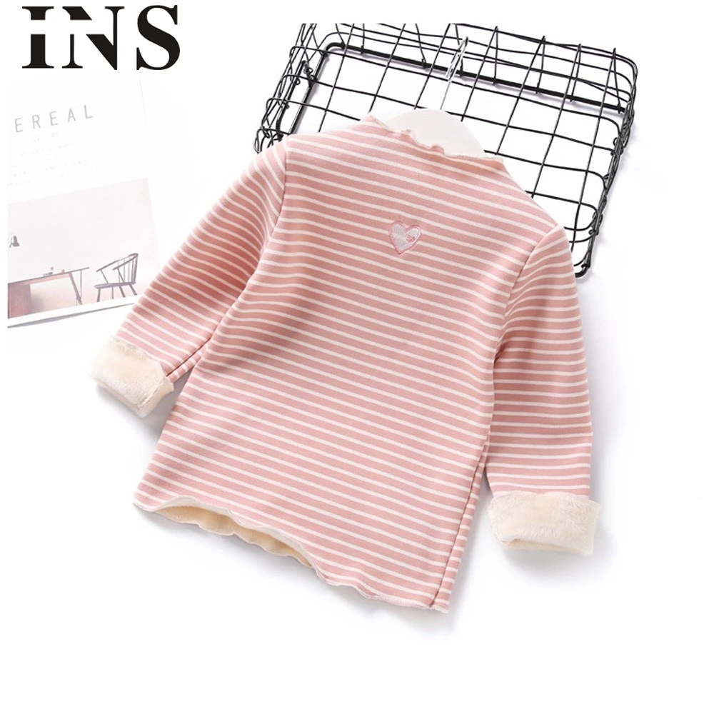 2018 Новая модная плотная теплая рубашка в полоску с сердечками и рюшами для